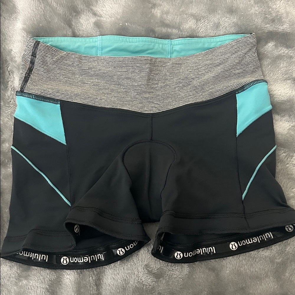 lululemon athletica Dark Gray and Aqua Cycling Shorts